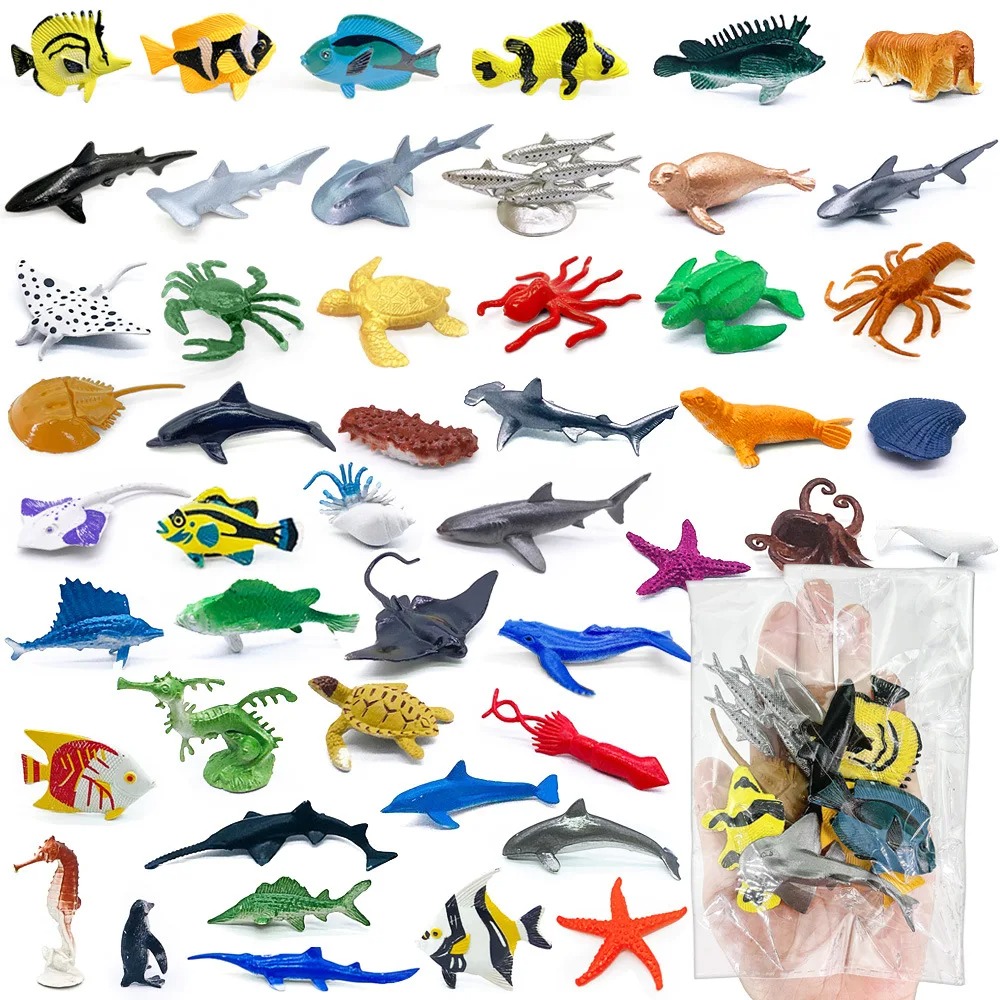 Marine Coral - 56-teiliges Unterwasserwelt-Modellset - Mini Meerestiere, Korallen,